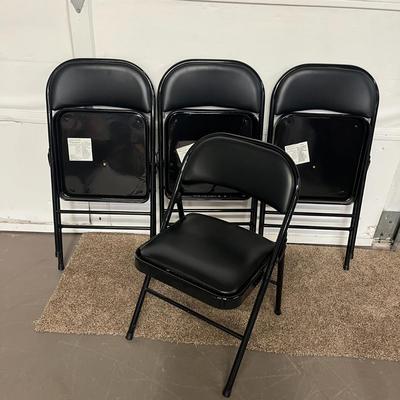 Set of 4 Black Vinyl & Metal Holding Chairs