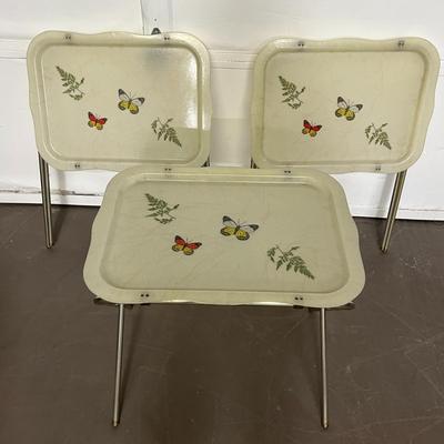 4 Vintage Folding TV Tray Tables