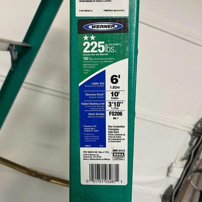 Sale Photo Thumbnail #168: The FS206 Single Sided Fiberglass 6-foot Step Ladder has a duty rating of 225 pounds and a multi-functional HolsterTop to keep tools organized and safe on the ladder.