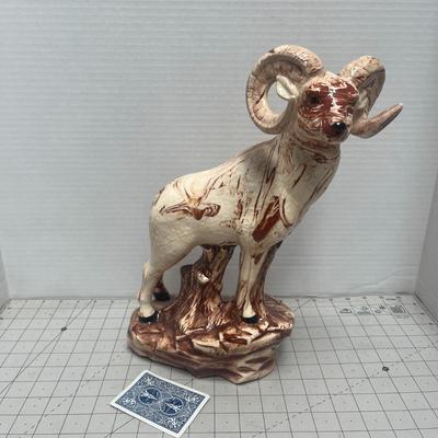 Vintage Bighorn Statue, Sheep Sculpture