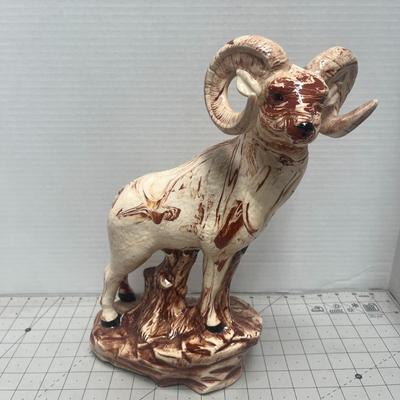 Vintage Bighorn Statue, Sheep Sculpture