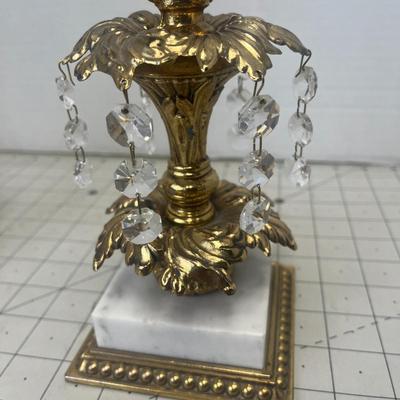 Vintage Hollywood Regency Style Ornate Gold Cast Metal Candlestick Holders Pair