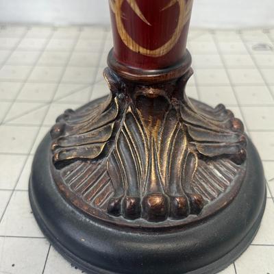 Set of 2 Ornate Red and Bronze Decorative Candle Holders