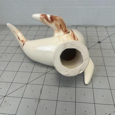 Vintage Ceramic Dolphin Figurine with Marble Swirl Pattern
