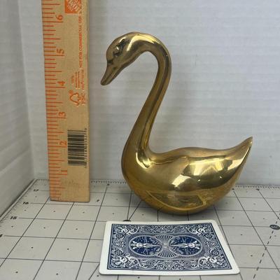 Vintage MCM Brass Swan Shelf Decor Figurine