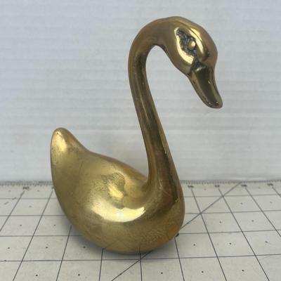 Vintage MCM Brass Swan Shelf Decor Figurine
