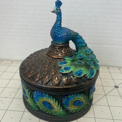 Peacock Resin Trinket Box