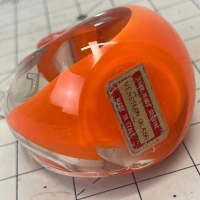 Hand-Blown Orange Art Glass Bird Figurine
