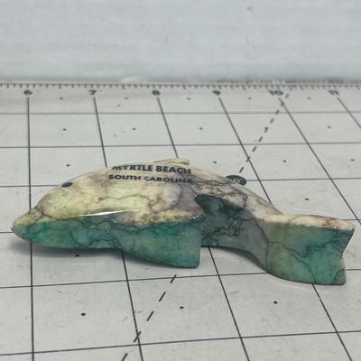 Green Marble Dolphin Figurine Polished Stone Carving