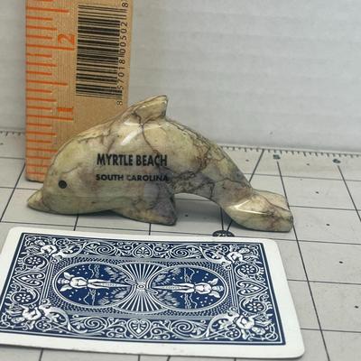 Green Marble Dolphin Figurine Polished Stone Carving