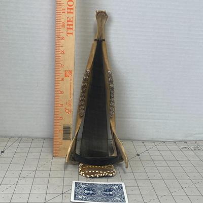 Vintage Native Alaskan Eskimo Caribou Jawbone & Whale Baleen Art Dog Sled