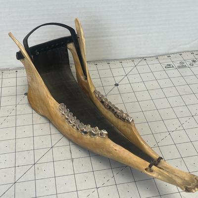Vintage Native Alaskan Eskimo Caribou Jawbone & Whale Baleen Art Dog Sled