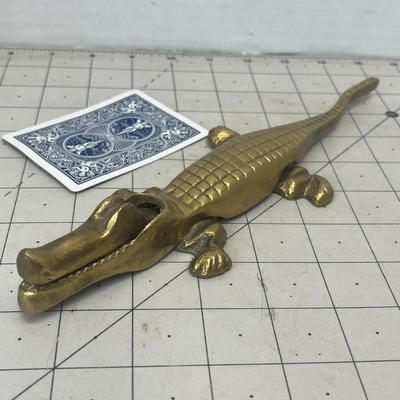 Vintage Crocodile Brass Nutcracker