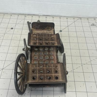 Antique Cast Iron Two-Seat Toy Wagon with Spoked Wheels