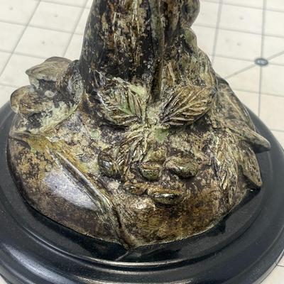 Vintage Bronze Bird Sculpture on Tree Branch