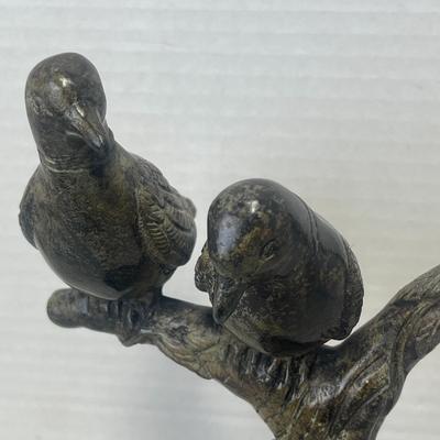 Vintage Bronze Bird Sculpture on Tree Branch