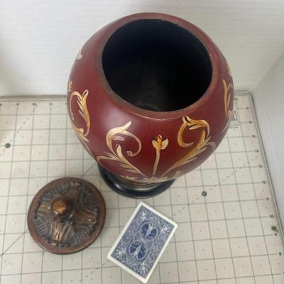 Ornate Red & Bronze Urn