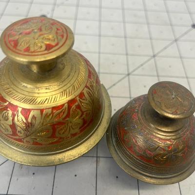 Vintage Enamel Etched Tibetan Brass Bell (Brass Elephant Claw Bell)