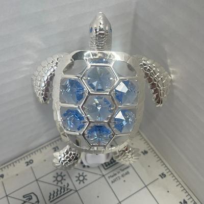 LED Sailboat Nigh Light With Crystal Silver Sea Turtle Night Light