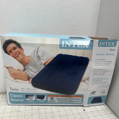 Intex Twin Classic Downy Inflatable Airbed Mattress Blue