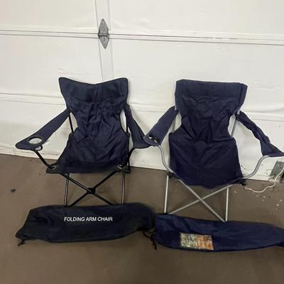 Two Folding Arm Chair-Blue