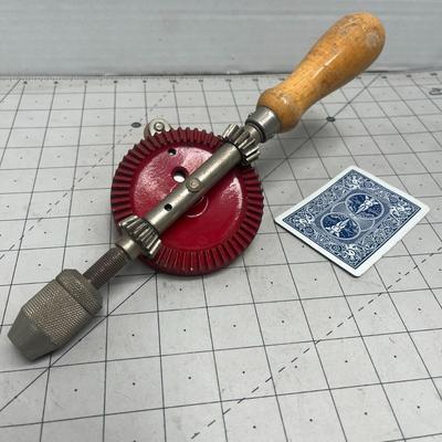Hand manual drill driver vintage Primitive tool