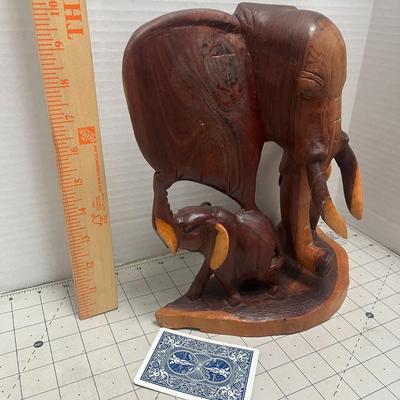 Wood Carved Elephant Showpiece