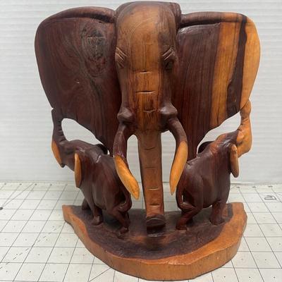 Wood Carved Elephant Showpiece
