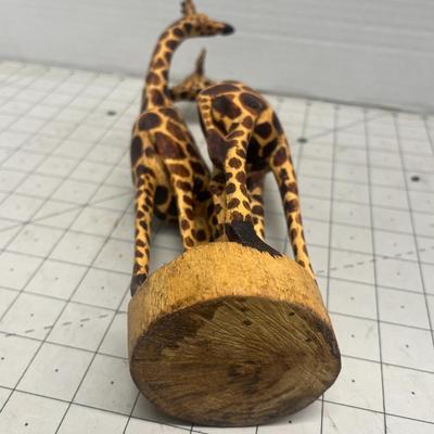 Hand Carved, Hand Painted Necking Giraffes Art Sculture