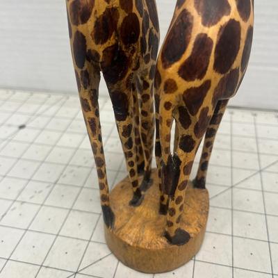 Hand Carved, Hand Painted Necking Giraffes Art Sculture