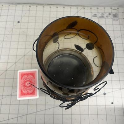 Amber Glass Candle Holder
