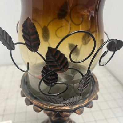 Amber Glass Candle Holder