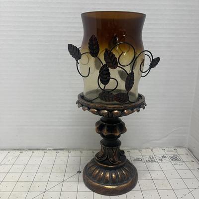 Amber Glass Candle Holder