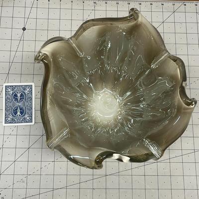Large Murano Art Blown Glass Abstract Bowl Handmade in Italy.