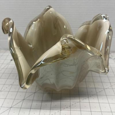 Large Murano Art Blown Glass Abstract Bowl Handmade in Italy.