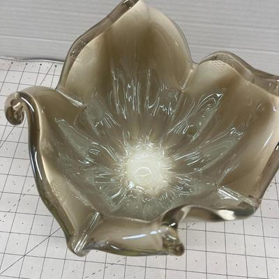 Large Murano Art Blown Glass Abstract Bowl Handmade in Italy.
