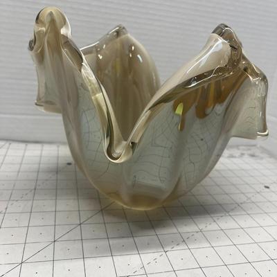 Large Murano Art Blown Glass Abstract Bowl Handmade in Italy.