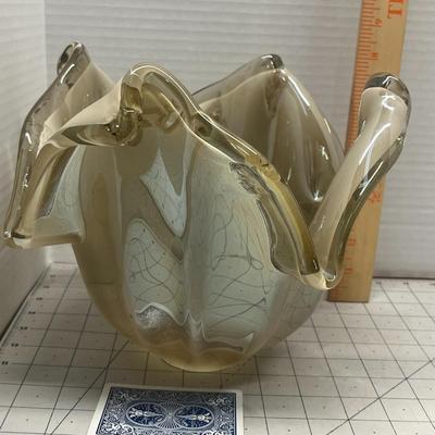 Large Murano Art Blown Glass Abstract Bowl Handmade in Italy.