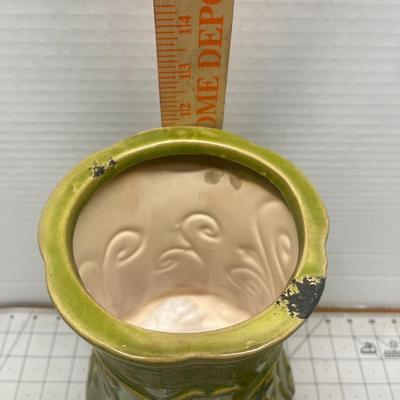 Large Retro Green Ceramic Canister Jar