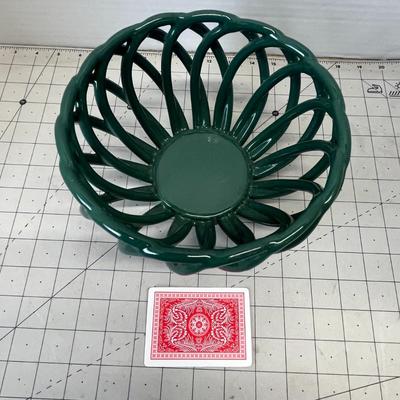Ceramic Green Oval Woven Bread Basket