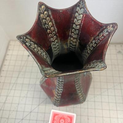 Metal Brown Vase Decorative with Handles