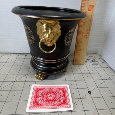 Lion Head Footed Vase, Planter