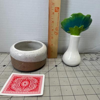 Grasslands Road Blue and Green Flower Bud Vase and Ceramic Mini Planter