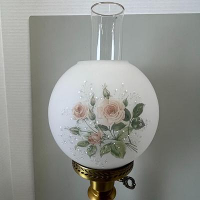 Vintage Floral Hurricane Table Lamp