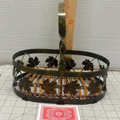 Metal Leaves Hand Painted Basket