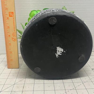 Black Ceramic Faux Cactus Succulent Planter Bowl