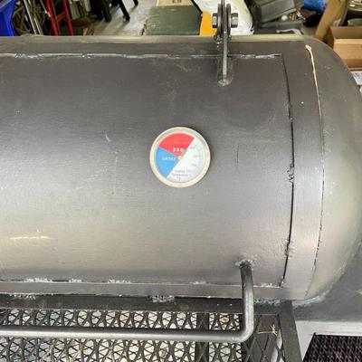 Custom Made Large Steel Offset Barrel Smoker on Wheels