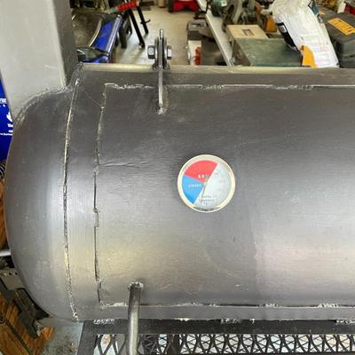 Custom Made Large Steel Offset Barrel Smoker on Wheels