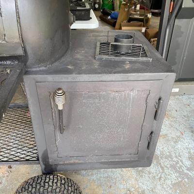 Custom Made Large Steel Offset Barrel Smoker on Wheels