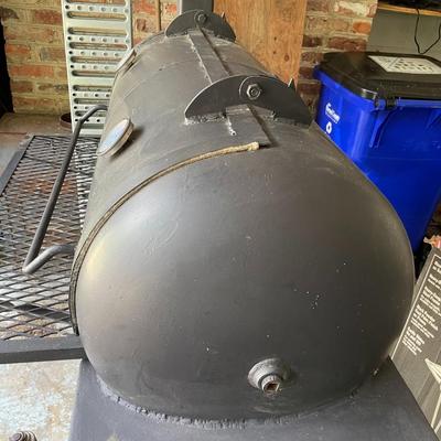 Custom Made Large Steel Offset Barrel Smoker on Wheels